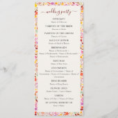 Levendige Waterverven Zomertulp Bloemen Bruiloft Programma (Achterkant)