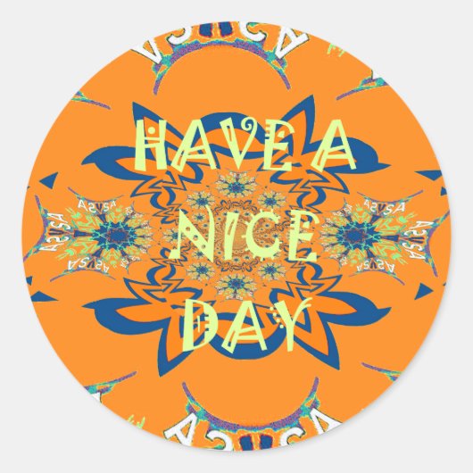 Levendige wensen: heb een mooie dag Art Print Desi Ronde Sticker (Voorkant)