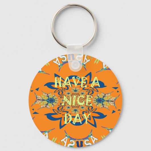 Levendige wensen: heb een mooie dag Art Print Desi Sleutelhanger (Voorkant)