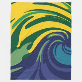 Levendige werveling van groen, geel en blauw fleece deken