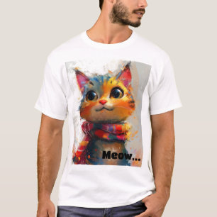 Levendige Whiskers: kleurrijke Cat Art T-shirt