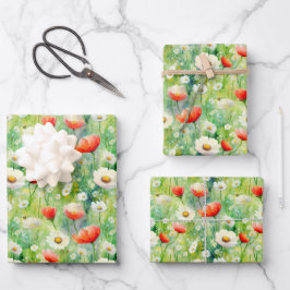 Levendige Wildbloemen Elegante Waterverf Inpakpapier Vel