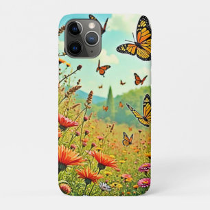 Levendige Wilde Bloem Vlinder Vreugde Design iPhone 11 Pro Hoesje