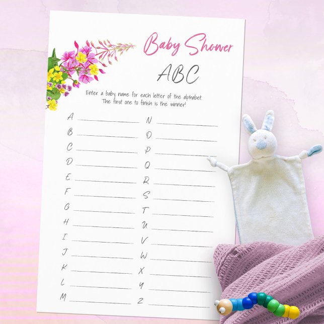 Levendige Wildflower Baby shower ABC spel (Vibrant Wildflower Baby Shower ABC Game ©Susanne Sachers - Sunny Mind Design 🌞)