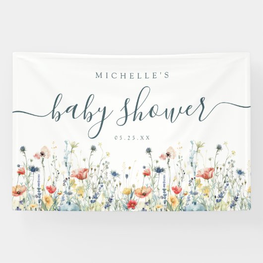 Levendige Wildflower Baby shower Banner (Horizontaal)
