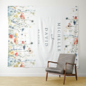 Levendige Wildflower bruiloft achtergrond Wandkleed (In Situ (horizontaal))