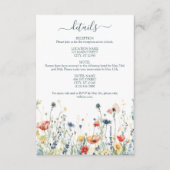 Levendige Wildflower bruiloft details Informatiekaartje (Voorkant)