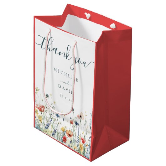 Levendige Wildflower bruiloft Medium Cadeauzakje (Voorkant Gekanteld)