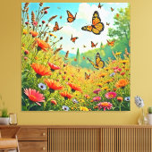 Levendige Wildflower Butterfly Joy Design Canvas Afdruk (Insitu (Woonkamer))