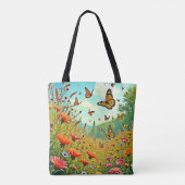 Levendige Wildflower Butterfly Joy Design Draagtas (Achterkant)