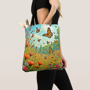 Levendige Wildflower Butterfly Joy Design Draagtas