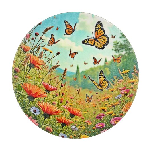 Levendige Wildflower Butterfly Joy Design Snijplank (Voorkant)