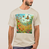 Levendige Wildflower Butterfly Joy Design T-shirt (Voorkant)