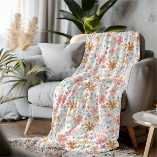 Levendige Wildflower Garden Esthetische Waterverf Fleece Deken