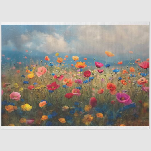 Levendige Wildflower Impressionist Decoupage Tissuepapier (Voorkant)