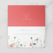 Levendige Wildflower Wedding Place Card (Buitenkant ongevouwen)