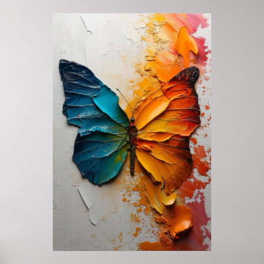 Levendige Wings Oil Paint Butterfly Poster (Voorkant)