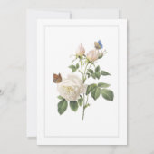 Levendige  witte roos en vlinders bruiloft kaart (Achterkant)