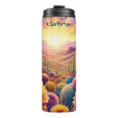 Levendige woestijn Sunset Bloom Thermosbeker (Voorkant)