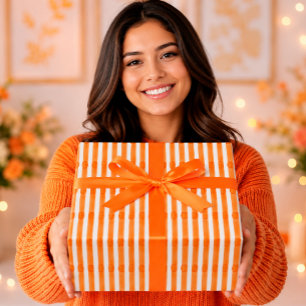 Levendige Wortel Oranje Aquarel Strepen Cadeaupapier