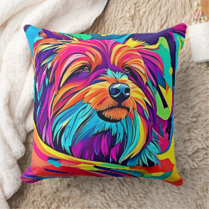 Levendige Yorkie Pop Art Kussen