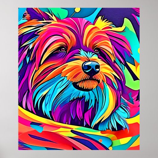 Levendige Yorkie Pop Art Poster (Voorkant)