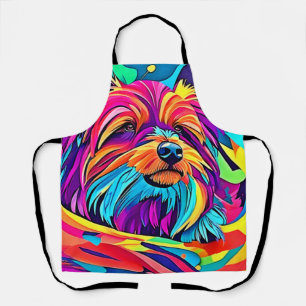Levendige Yorkie Pop Art Schort