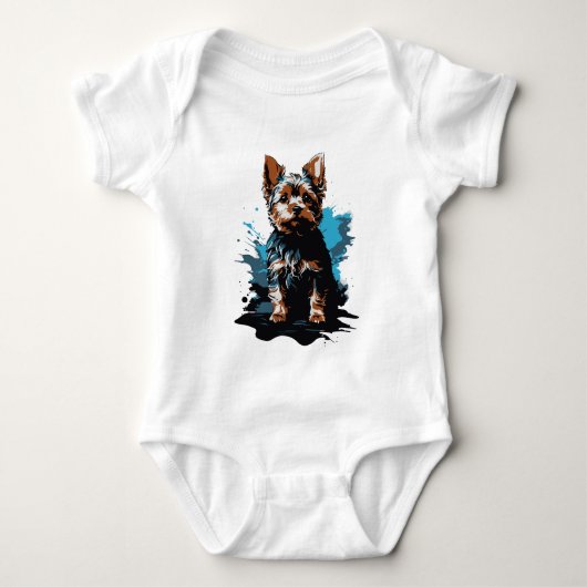 Levendige Yorkshire Terrier Spat-art Romper (Voorkant)