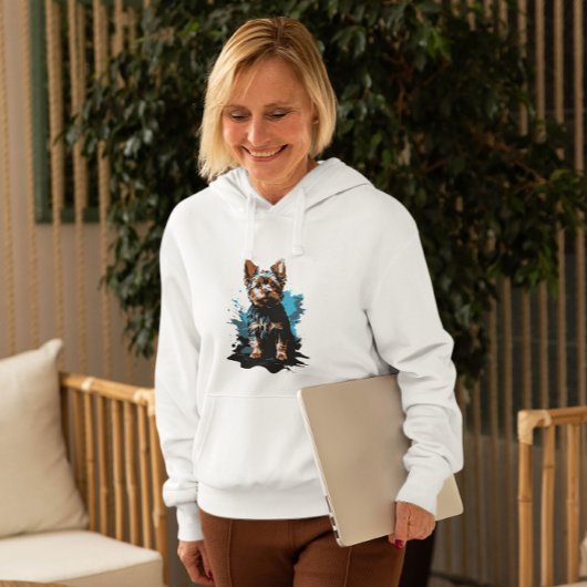 Levendige Yorkshire Terrier Spatwater Kunst Hoodie