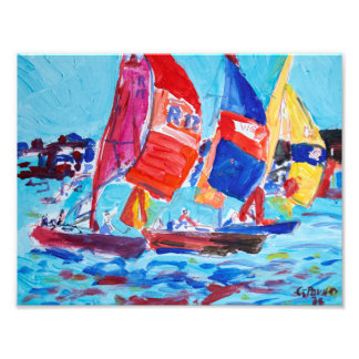 Levendige Zeilregatta Expressionist Foto Afdruk