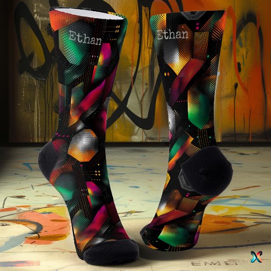 Levendige zeshoek met verloop van smaragd en magen sokken