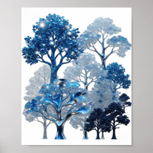 Levendige Zilveren BLUE ICE BOMEN Tekst Ontwerp Poster