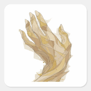 Levendige Zilveren Gouden Handen Sticker Afdruk