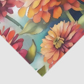 Levendige Zinnia Bloeit Abstracte Waterverf Tissuepapier (Detail)
