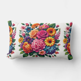 Levendige Zinnia's en Kosmos Floral Design Kussen