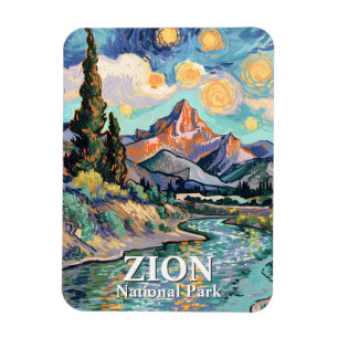 Levendige Zion-rivierzonsondergang Retro Van Gogh Magneet