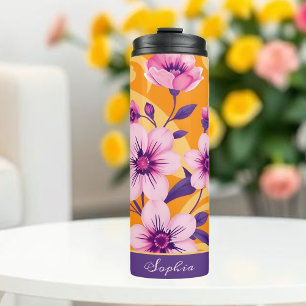 Levendige zomer bloemen-dopamine stijl thermosbeker