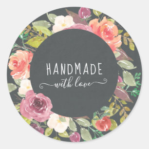Levendige zomer bloemenhandgemaakt met liefde ronde sticker