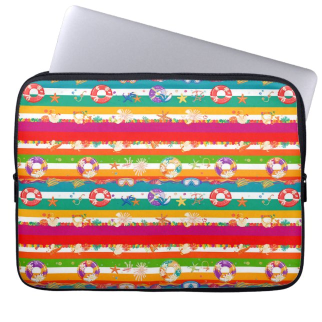 Levendige zomer strand thema ontwerp laptop sleeve (Voorkant)