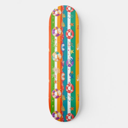 Levendige zomer strand thema ontwerp skateboard (Voorkant)