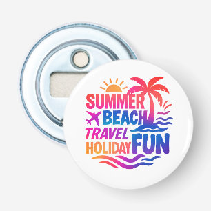 Levendige zomer typografie collage met grafische f button flesopener