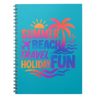 Levendige zomer typografie collage met grafische f notitieboek