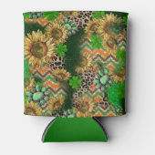 Levendige zonnebloem en Shamrock Blikjeskoeler (Voorkant)