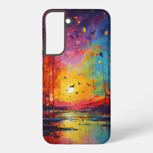 Levendige zonsondergang en vogels Art Design Samsung Galaxy Hoesje