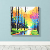 Levendige zonsondergang over de Riverbend Canvas Afdruk (Insitu (Houten vloer))