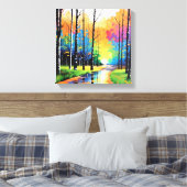 Levendige zonsondergang over de Riverbend Canvas Afdruk (Insitu (Slaapkamer))