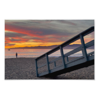 Levendige zonsondergangkleur - Marina Del Rey, CA Foto Afdruk