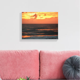 Levendige zonsopgang boven de oceaan canvas afdruk