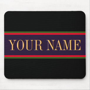 Levendige zwarte Paarse strepen, helder rood Muismat