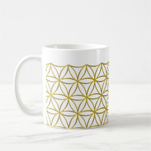 Levenflank / Blume des lebens - Border gold Koffiemok